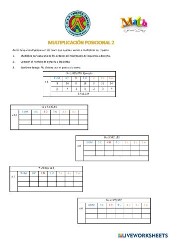 Multiplicación posicional 2