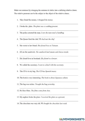 Defining relative clauses