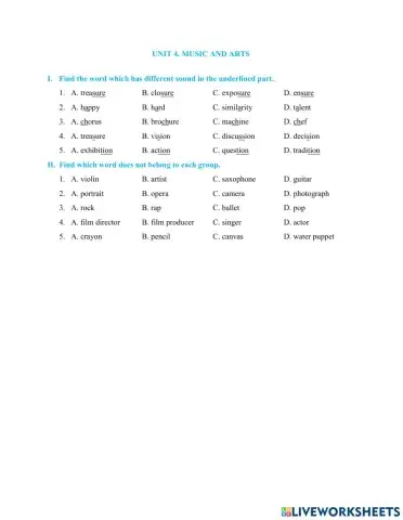 Unit 4. music and arts