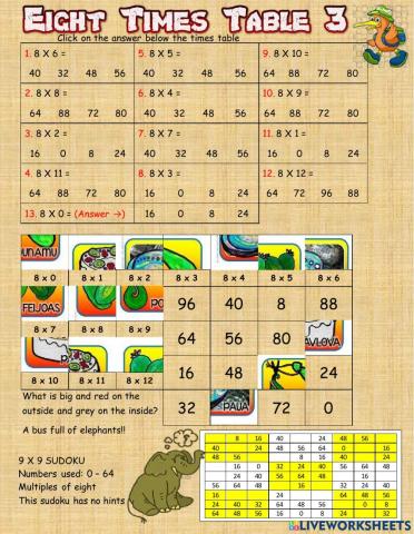 Eight Times Table 3