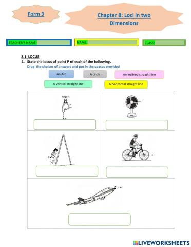 Chapter 8 : loci in two dimensions(mathematics form 3)