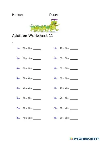 Addition Worksheet 11