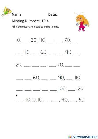 Missing Numbers 10's