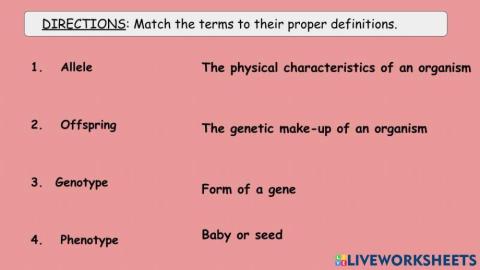 Genetic Vocabulary - Matching