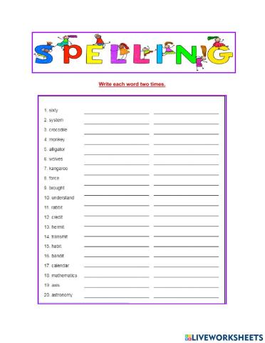 Spelling List 16