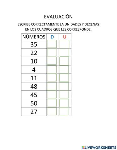 Decenas unidades, sumas y resta