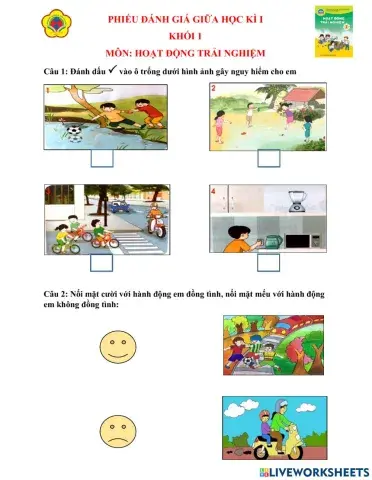 Phiếu đánh giá giữa kì 1 HĐTN