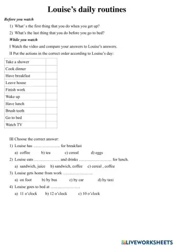 Louse's daily routine