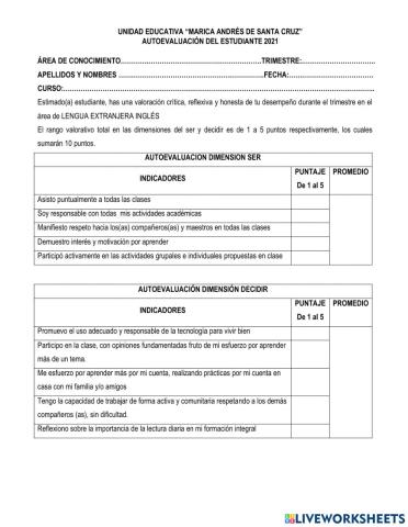 The autoevaluation mscal school