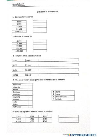 Prueba de matematicas