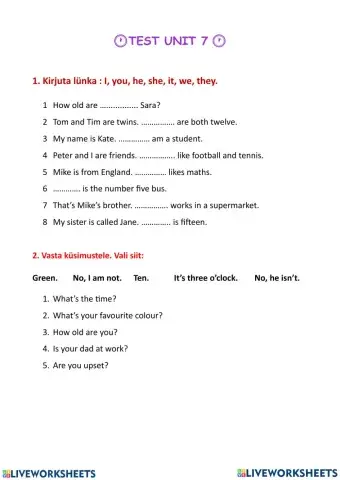 I  love English 1  Unit 7