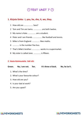 I  love English 1  Unit 7