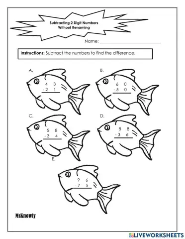 Subtracting 2 Digit Numbers