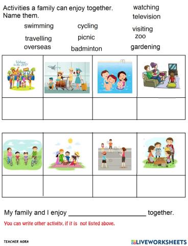 Verbs- activities with family