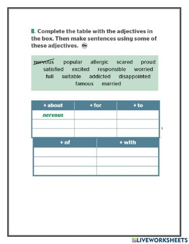 Adjectives and prepositions