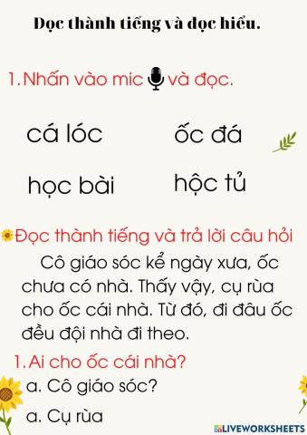 Tiếng Việt đọc thành tiếng, đọc hiểu