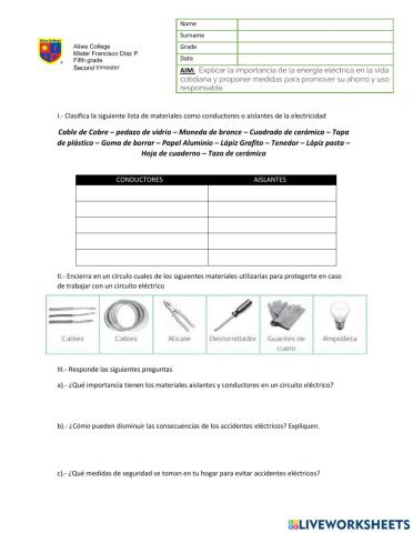 5to basico Cuidados de la energia