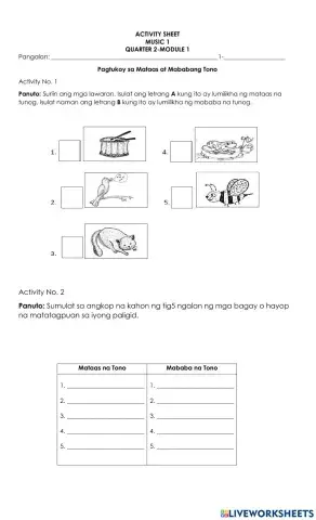 Pagtukoy sa Mataas at Mababang Tono