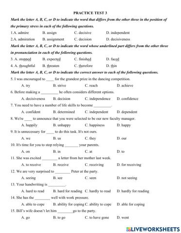 E11- practice test unit 3