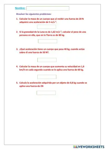 Fuerza masa y aceleracion