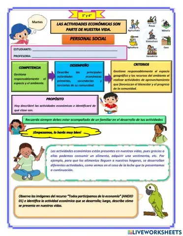 ACTIVIDAD ECONOMICA DE TU COMUNIDAD  6to grado