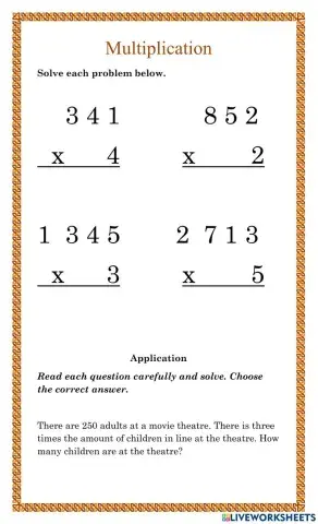 Multiplication with Regrouping Computation and Word Problems