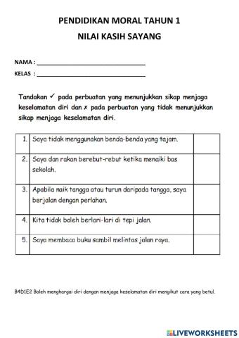Pendidikan moral tahun 1