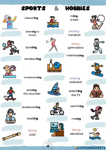 Sports and hobbies drag and drop