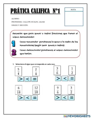 Comparación de fracciones