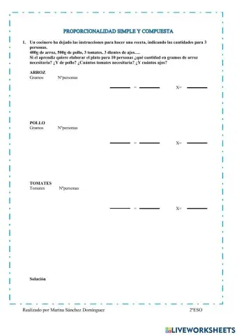 Problemas de proporcionalidad simple y compuesta