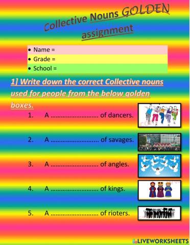 English collective nouns GOLDEN assignment