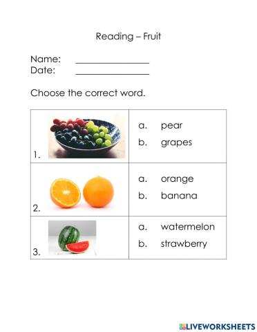 Fruit - Multiple Choice