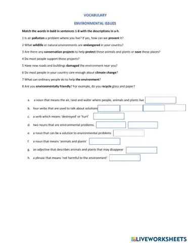 Environment vocabulary