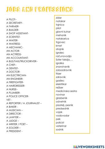 Jobs and professions