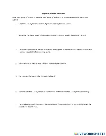 Single to Compound Subjects & Verbs