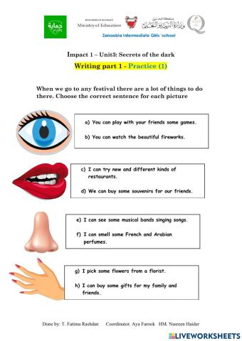 Unit 3 - secrets of the dark - writing part 1