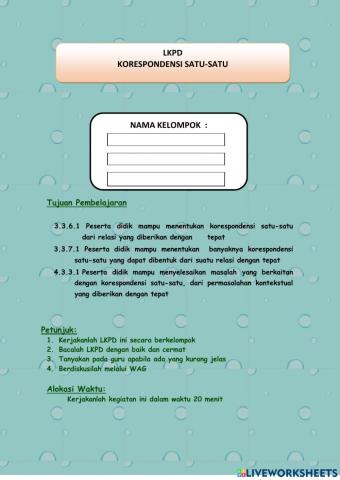 Lkpd korespondensi satu-satu ....