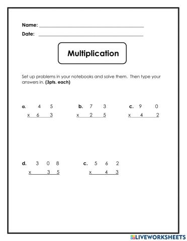 Multiplying 2 and 3 digits by 2 digits