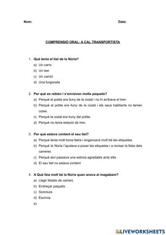 C.Oral A cal transportista