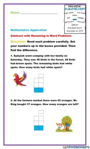 Subtraction with Renaming in Word Problems