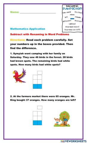 Subtraction with Renaming in Word Problems