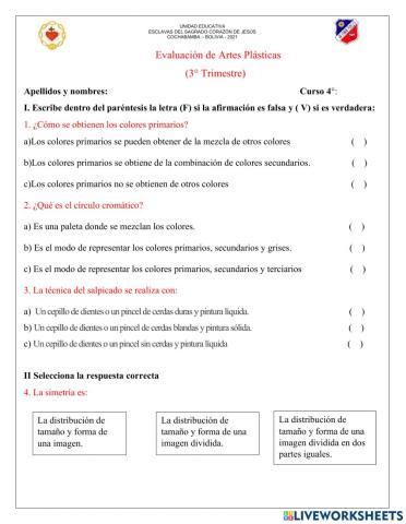 Evaluación Artes Plásticas