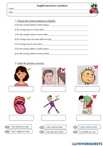 Can or can´t + body verbs