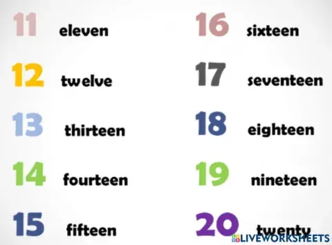 Numbers 11-20