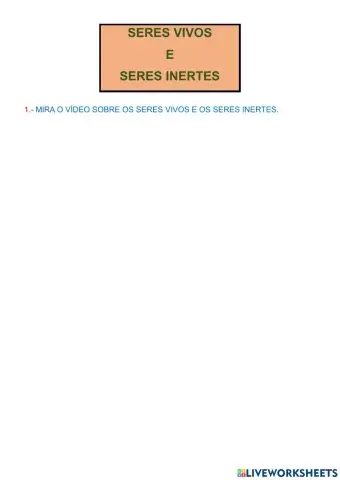 Seres vivos e seres inertes