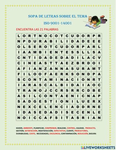 Sopa de letras ISO-9001-14001