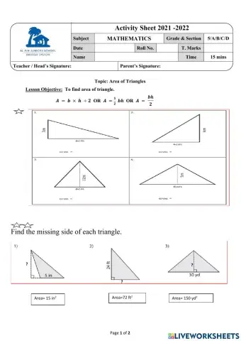 Area of a triangle