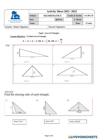 Area of a triangle