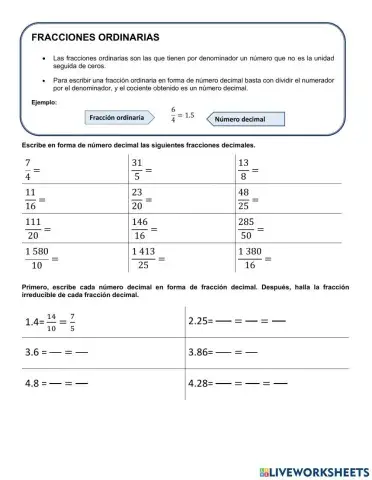 Fracciones Ordinarias