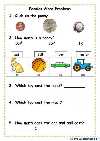 Pennies Word Problem